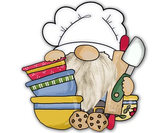 Personalized, Custom Shape Hardboard Trivet. Use To Hold Hot Pans - Counter Art - Gnome Chef Man-Add Your Text.