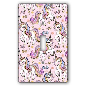 Tasteful, Decorative, Glossy Acrylic Light Switch and Electrical Outlet Covers - Kids Unicorns
