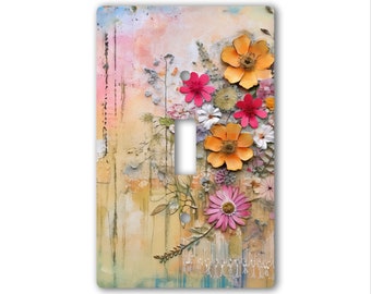 Tasteful, Decorative Acrylic or Hardboard Light Switch and Electrical Outlet Covers - Wildflowers 2