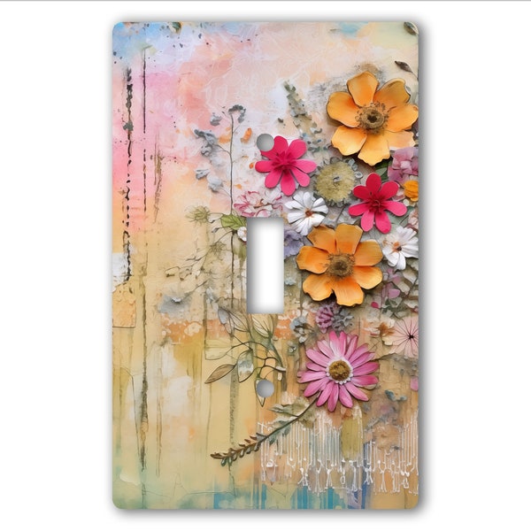 Tasteful, Decorative Acrylic or Hardboard Light Switch and Electrical Outlet Covers - Wildflowers 2