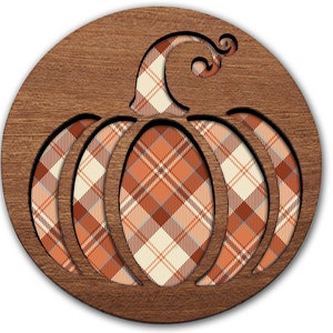 Round Cutout Coaster With Design Backing-Set of 4 Pumpkin 1 Cut-Out Wood Coasters, Laser Cut-Out Design .