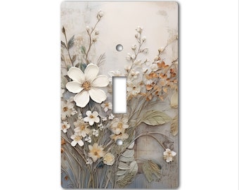 Tasteful, Decorative Acrylic or Hardboard Light Switch and Electrical Outlet Covers - Wildflowers With 3D LOOK