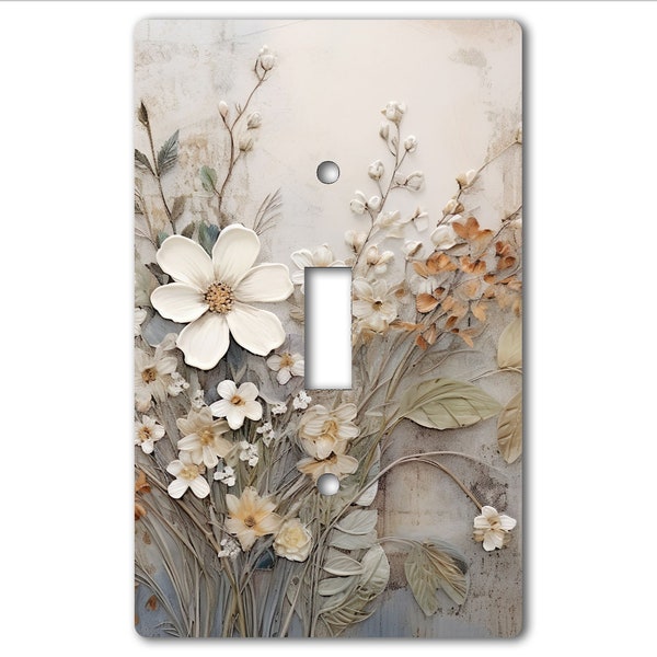 Tasteful, Decorative Acrylic or Hardboard Light Switch and Electrical Outlet Covers - Wildflowers With 3D LOOK