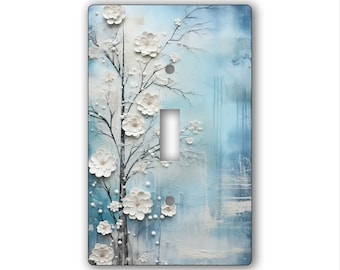 Tasteful, Decorative, Glossy Acrylic Light Switch and Electrical Outlet Covers - Winter Flowers