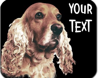 Personalized Mouse Pad, Thick, Fabric Topped 7.75" x 9.25" Mousepad. Pet Mousepad, Watercolor Cocker Spaniel