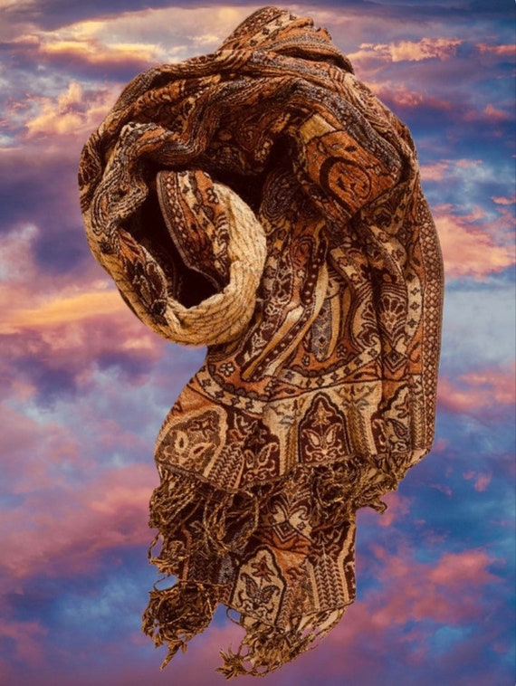 Vintage Metallic Paisley Scarf