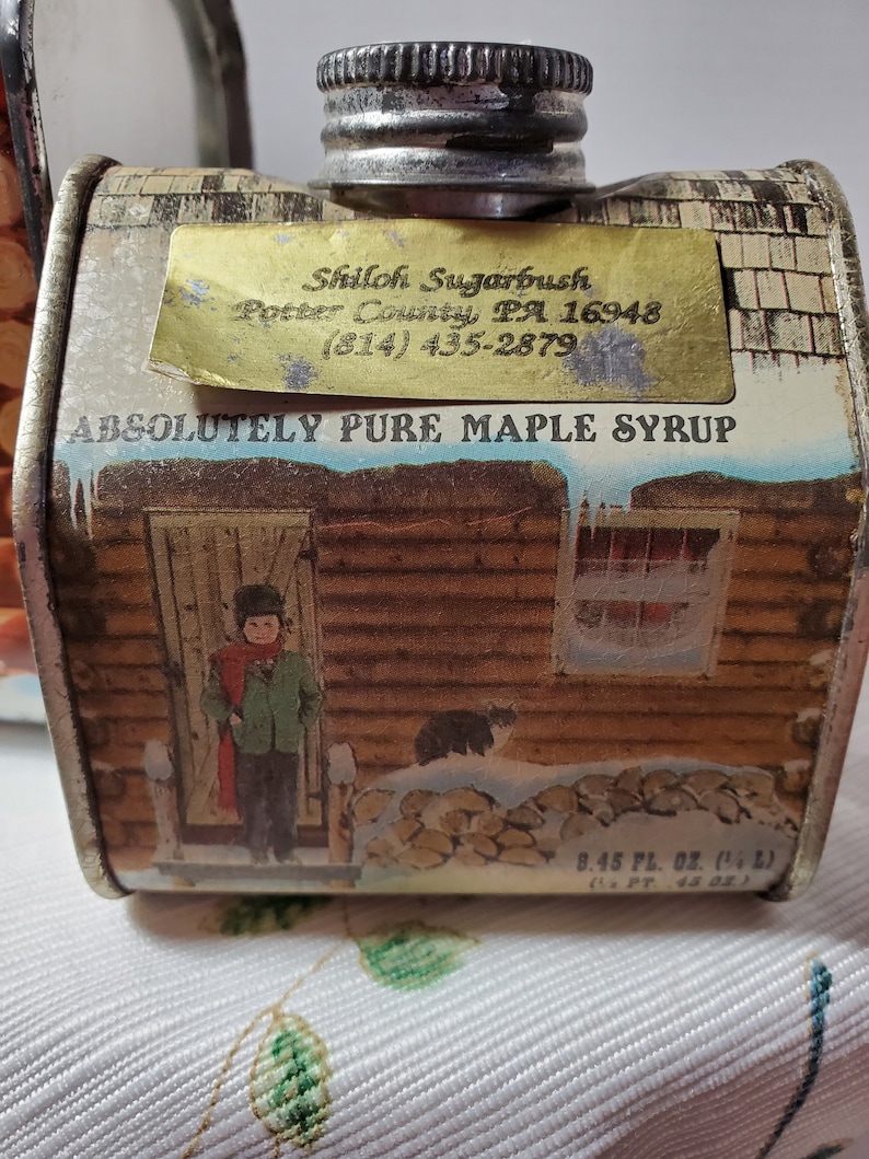 Vintage Log  Cabin  Syrup  Tins Set of 2 Etsy