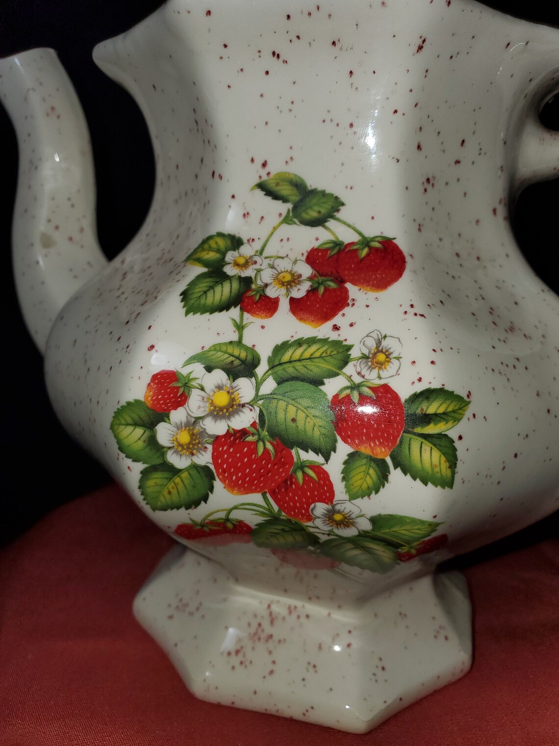 Vintage Bisque Ware Set Strawberry Brown Flecked Tea Pot Etsy
