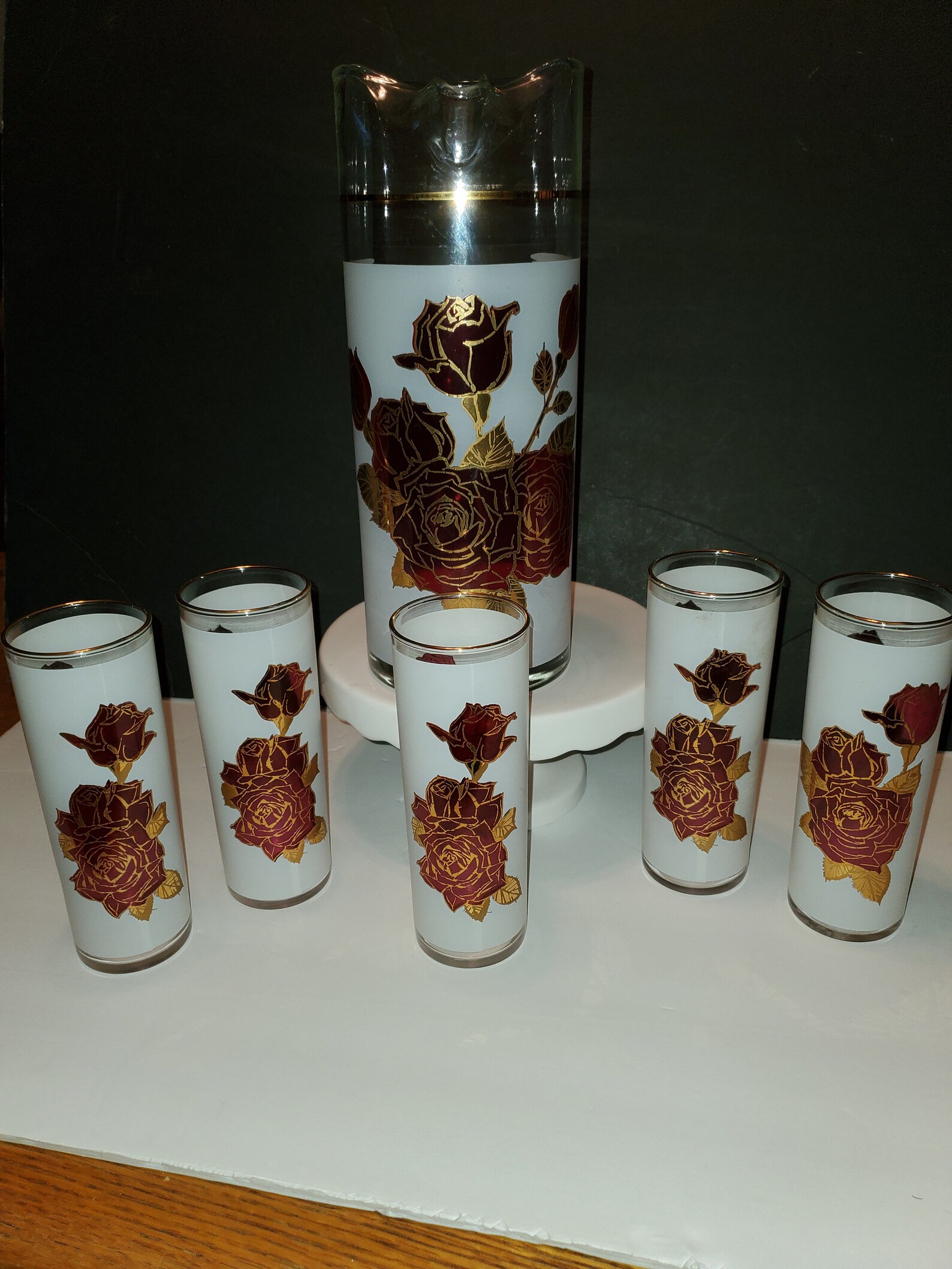 West Virginia Glass Company 1950s Pitcher With 5 Glasses Etsy