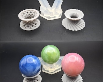 Resin Marble Stands for Marble Display (1, 3, and 5 packs)