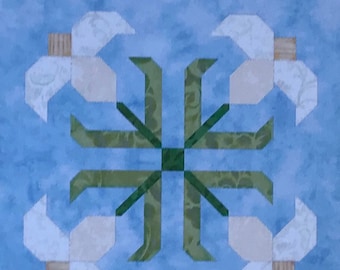 Those Blooming Buds, Block 7, Orchids, instant PDF download, pieced block pattern,Block of the Month quilt pattern