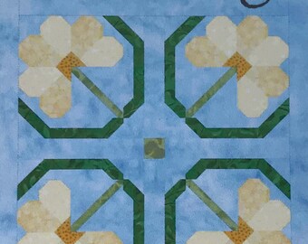 Those Blooming Buds, Block 6, instant PDF download, pieced block pattern,Block of the Month quilt pattern, Dandelions
