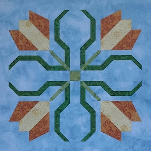 Those Blooming Buds, Block 11, Fall, instant PDF download, pieced block pattern, Block of the Month quilt pattern