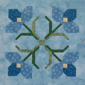 Those Blooming Buds, Block 4, instant PDF download, pieced block pattern, Block of the Month quilt pattern