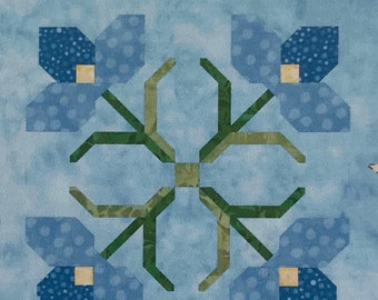 Those Blooming Buds, Block 4, instant PDF download, pieced block pattern, Block of the Month quilt pattern