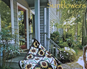 Sunflower Quilt Pattern, instant PDF download, pieced quilt pattern