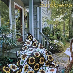 Sunflower Quilt Pattern, instant PDF download, pieced quilt pattern