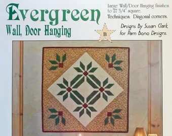 Evergreen - instant PDF-download, samengevoegd quiltpatroon. Kerstkrans wandkleed/tafeltopper.