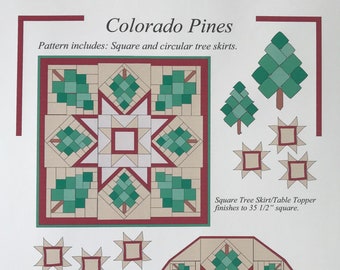 Colorado Pines Tree Skirts/Table Toppers, instant PDF download, pieced quilt pattern