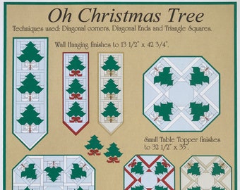 Oh Christmas Tree, tree skirts, table toppers, wall hanging, instant PDF download, pieced quilt pattern