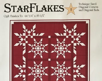 Star Flakes Quilt Pattern, instant PDF download, pieced quilt pattern