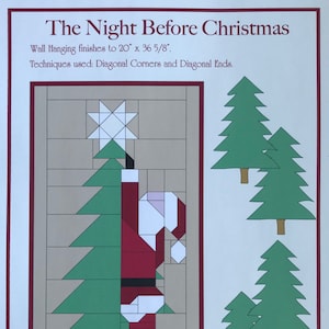 La noche antes de Navidad, descarga instantánea de PDF, patrón de colcha de piezas.