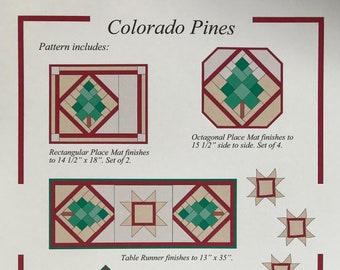 Colorado Pines, table collection, instant PDF download, pieced quilt pattern