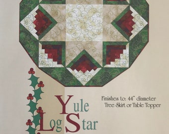 Yule Log Tree-rok/tafeltopper, instant pdf-download, quiltpatroon in stukjes