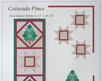 Colorado Pines deurbanner/muuropknoping, instant PDF-download, samengevoegd quiltpatroon