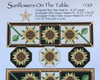 Sunflowers On The Table, instant PDF download, pieced quilt pattern