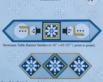 Snowmen Are Just A Bunch of Flakes' table runners, instant PDF download, pieced quilt pattern.