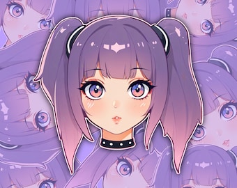 Kawaii Goth Anime Girl Aufkleber | 2 "Holographisch glänzende Oberfläche | Niedlicher Pastel Goth Vinyl Aufkleber für Laptop, Journal, Wasserflasche