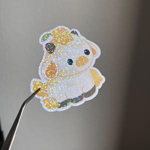Zitronen Kuh Ästhetischer Aufkleber - Süßer funkelnder Aufkleber für Kuhliebhaber & Geschenke | Pastell Tier, Scrapbook Artikel, Kawaii Citrus, Journal Cute