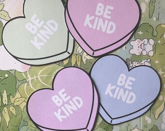 Y2K Be Kind Self Love Candy Heart Sticker | Cute Mental Health & Love Stickers | Valentine’s Day Decor | Weatherproof Heart | Gift | Journal