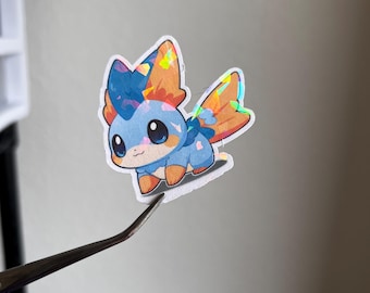 Water Creature Holographic Sticker | Cute 2” Decal | Water Element Kawaii Animal Sticker for Laptop, Water Bottle, Journal