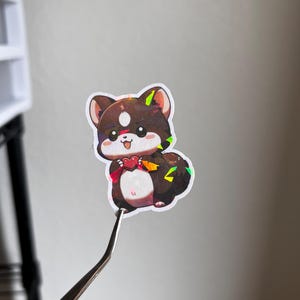 Pegatina holográfica de ardilla con forma de corazón / Bonita calcomanía de 5 cm / Pegatina de animal kawaii pastel para portátil, botella de agua y diario