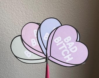 Y2K Bad Bitch Self Love Candy Heart Sticker | Cute Mental Health & Love Stickers | Valentine’s Day Decor | Kawaii Heart | Gift | Journal
