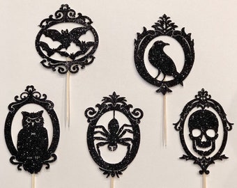 Halloween Gallery Glitter Cupcake Toppers, Halloween Party