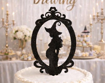 A Baby Is Brewing Cake Topper, Halloween Baby Shower Cake Topper, Halloween Baby Shower, Pregnant Witch Cake Topper, Halloween Shower Decor