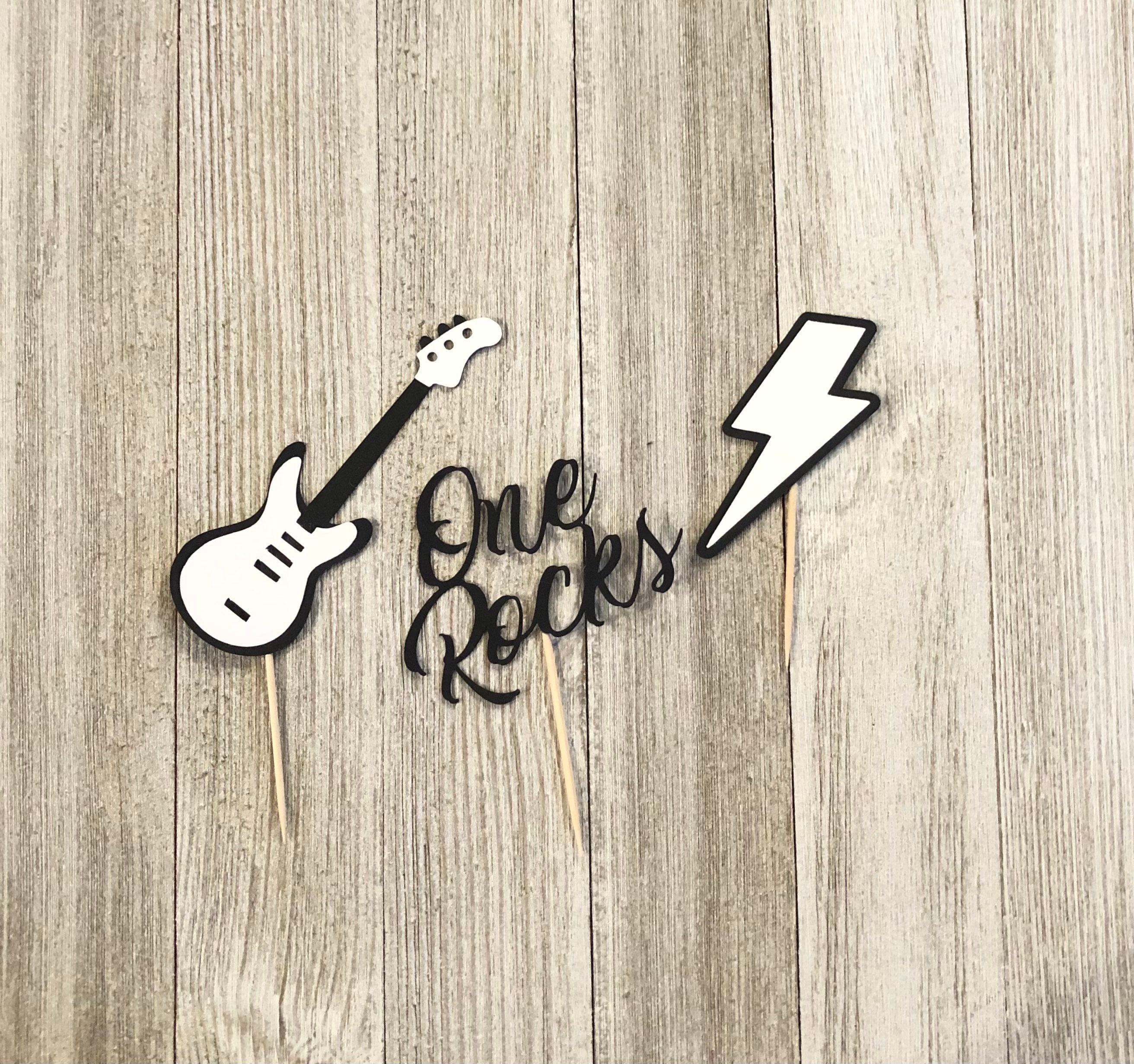 One Rocks Part Decor One Rocks Cupcake Toppers 12pc, Rock and Roll Birthday Decorations, One ...