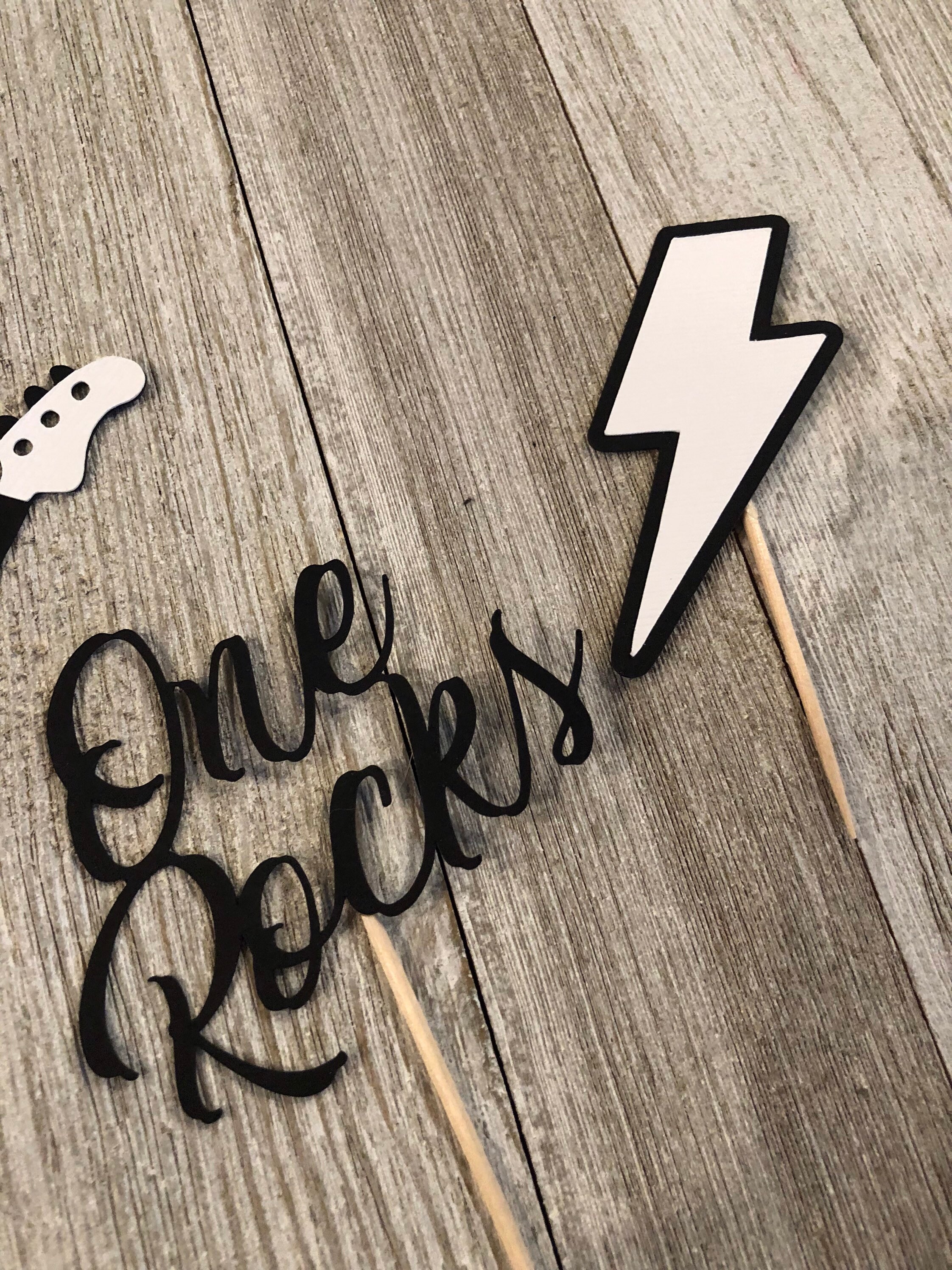 One Rocks Part Decor One Rocks Cupcake Toppers 12pc, Rock and Roll Birthday Decorations, One ...