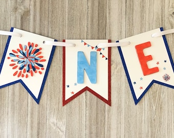 Little Firecracker Banner Rot-weiß-blau Glitzernd – Für 4. Juli Babyparty, 1. Geburtstag & Patriotische Feiern