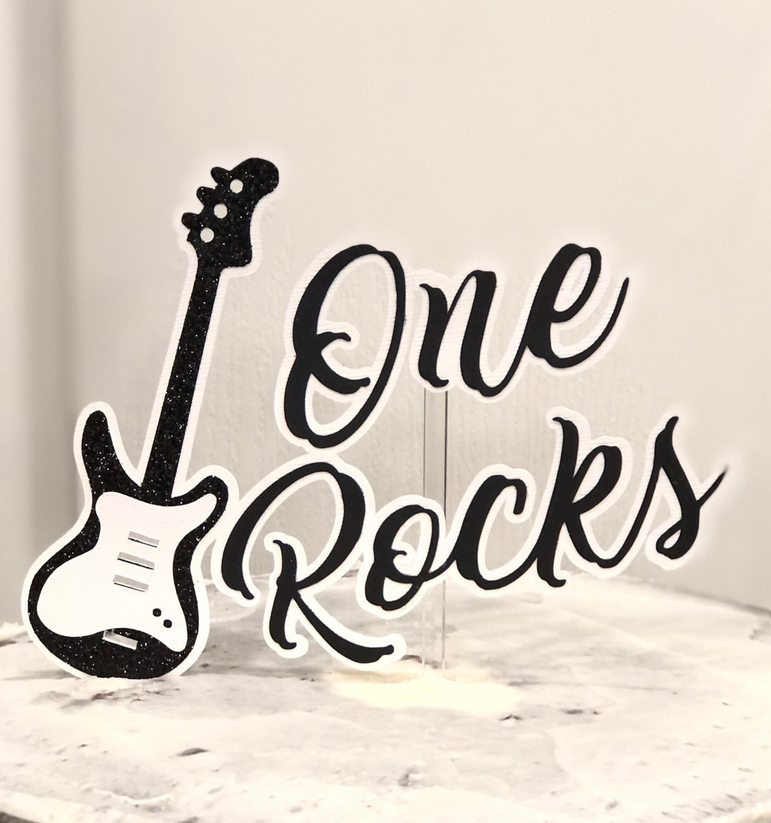 One Rocks Guitar Cake Topper, Rock N Roll Cake Topper, Born to Rock ...