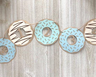 Faixa de marco de donut, festa de donut, decorações de donut, faixa de foto, decorações de aniversário de donut, faixa de donut, 1º aniversário