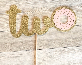 Topo de bolo donut “dois”, festa de donut, festa de aniversário de donut, decorações de donut