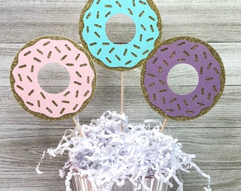 3pc. Centro de mesa para festa de donuts, aniversário de donuts, decoração para festa de donuts