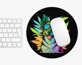 Cool Corgi with Sunglasses and Cannabis Leaves Mouse Pad