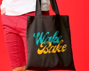 Wake & Bake | Beach Grocery Black Tote Bag
