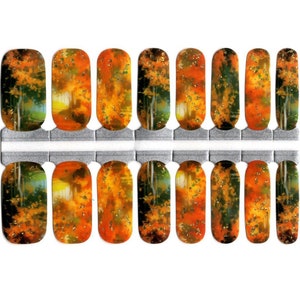 Fall Nail Wraps Nail Decals Nail Art Stickers Nail Strips Press Ons Thanksgiving Party Favor Gift for Women - Fall Forest