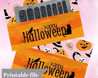 Gift Envelope DIY Printable Nail Wraps Envelope Halloween Party Favor Card Fall Autumn Nail Strips - Have a Faboolous Halloween